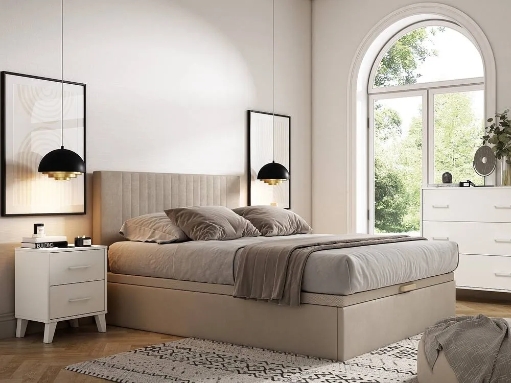 Vente-unique Ottoman Bed Base 160 X 200 Cm - Beige Fabric - CENOVAS By YSMÉE 3