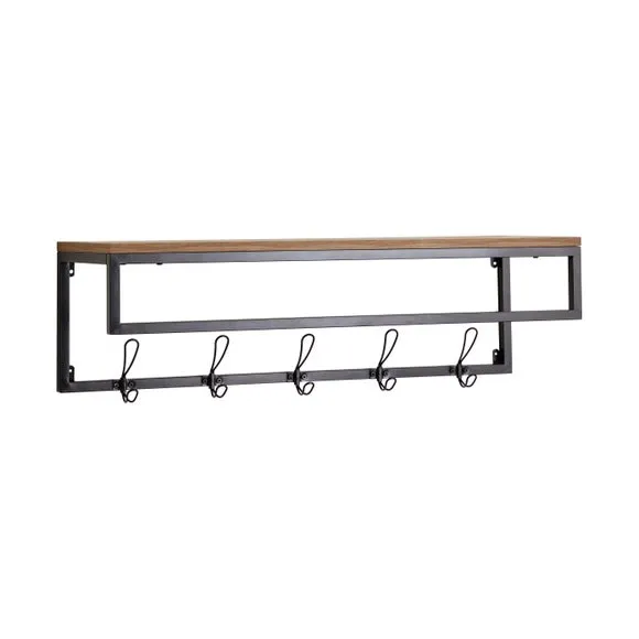 Fulton Wall Shelf with Hooks Pine 5