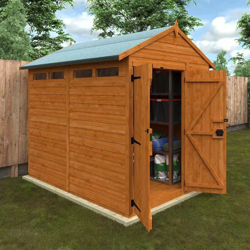 Buttercup Farm 8x6 Flex Apex Security Double Door 12mm Flex - L238.8xW175xH23.32 cm in Burnt Orange 6