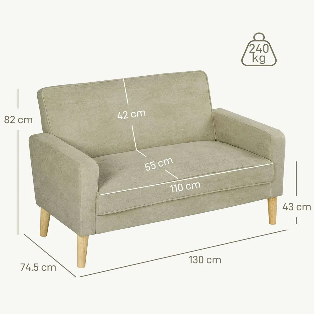 HOMCOM 2 Seater Sofa, Velvet-Feel Upholstered Loveseat for Small Space, Beige 3