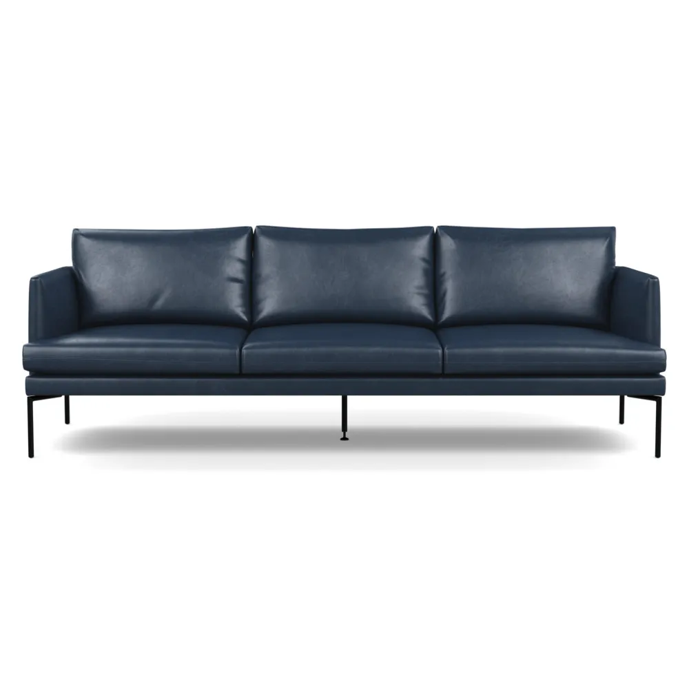 Heal's Matera 4 Seater Sofa Leather Stonewash Navy Blue 279 Black Feet 1