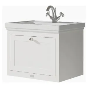Bayswater Hartleigh Pointing White Traditional Wall Hung Vanity Unit & 1 Tap Hole Traditional Recessed Basin - 600mm 2