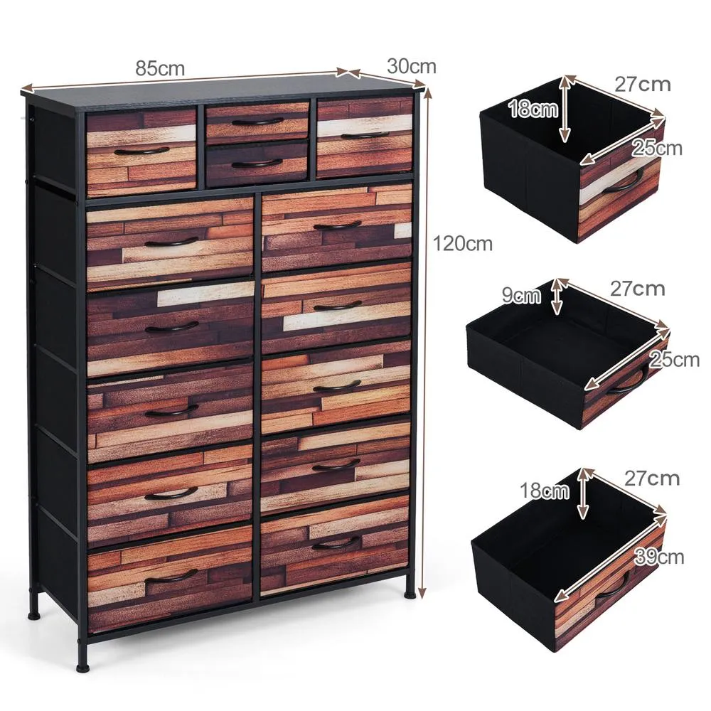 Costway 14-Drawer Dresser Storage Chest w/Fabric Drawers Storage Organizer in Brown 2
