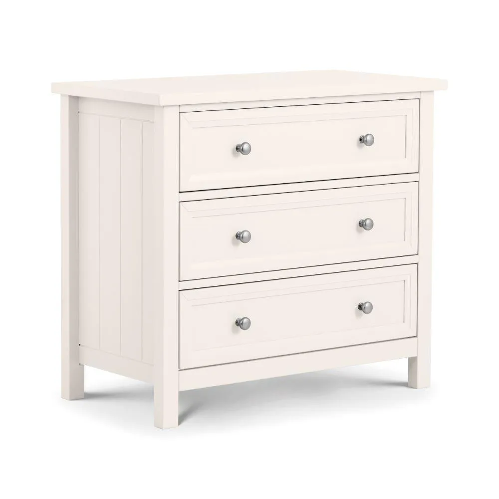 Maine - 3 Drawer Chest - Surf White - Wooden - Happy Beds 1