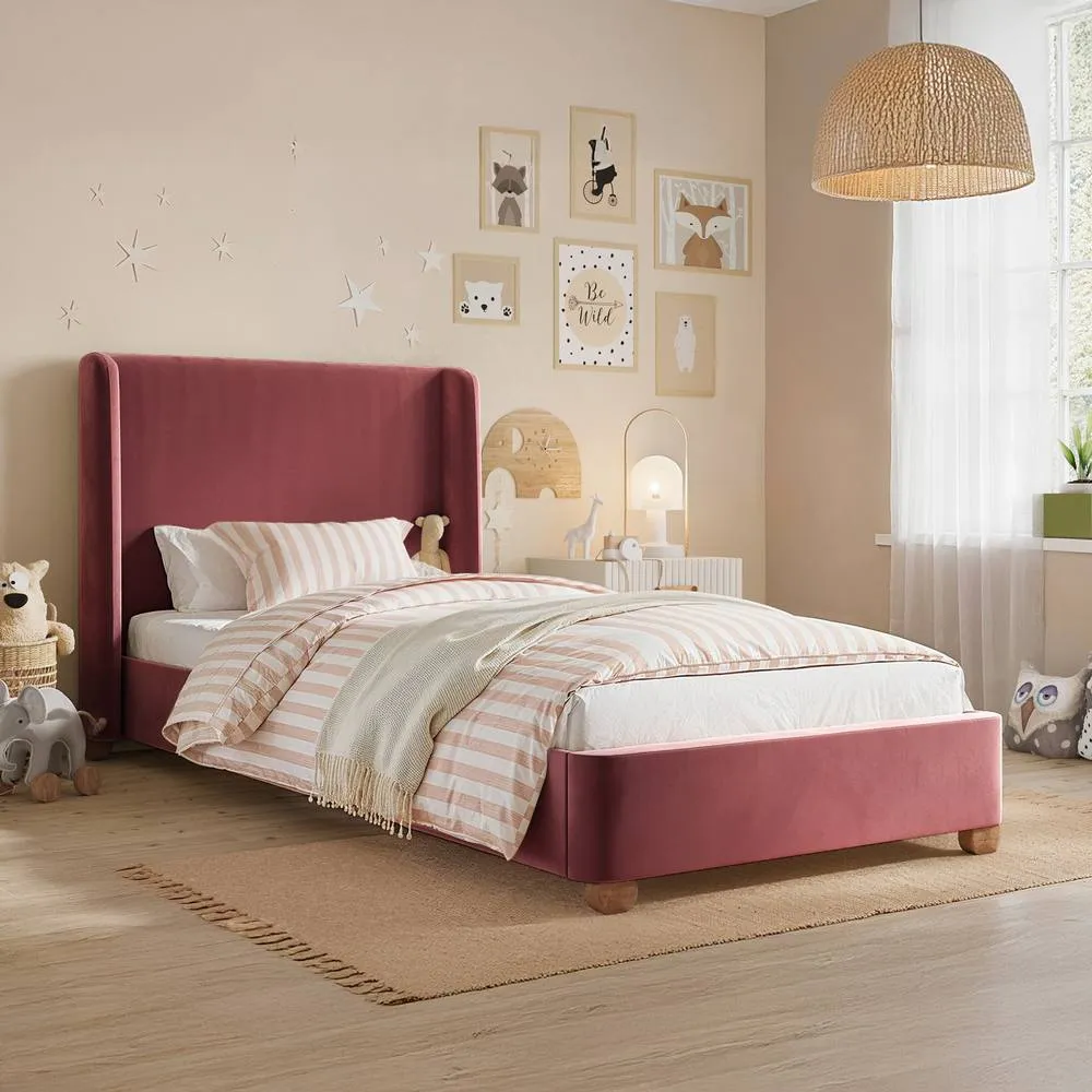 Flair Alma Single Winged Headboard Bed in Pink