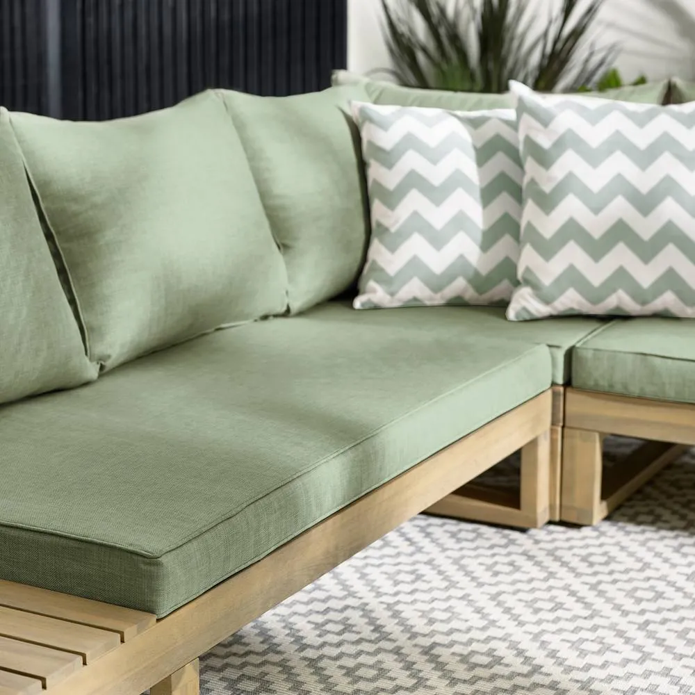 FurnitureboxUK Brisa Solid Wood 5 Seat Outdoor Sofa Set in Green 4