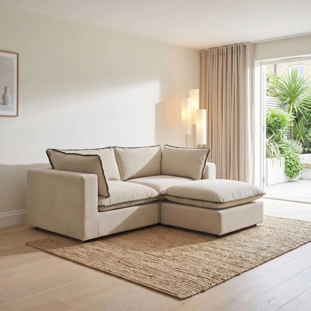FurnitureboxUK Echo Linen-Look Fabric 2 Seater Modular Chaise Sofa 1