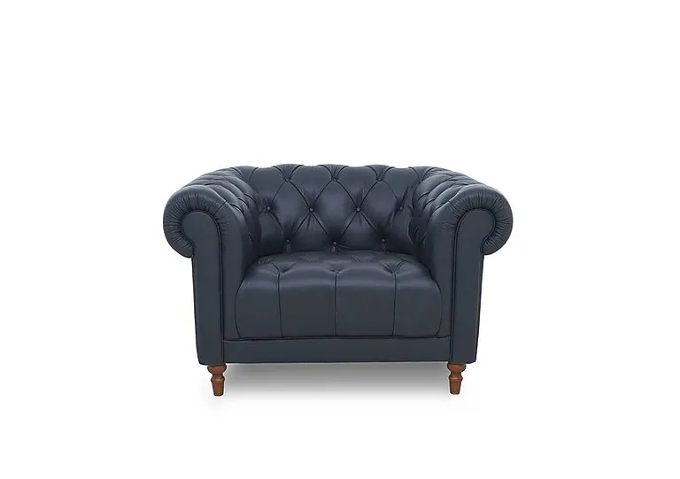 Columbus Leather Armchair with Wooden Feet