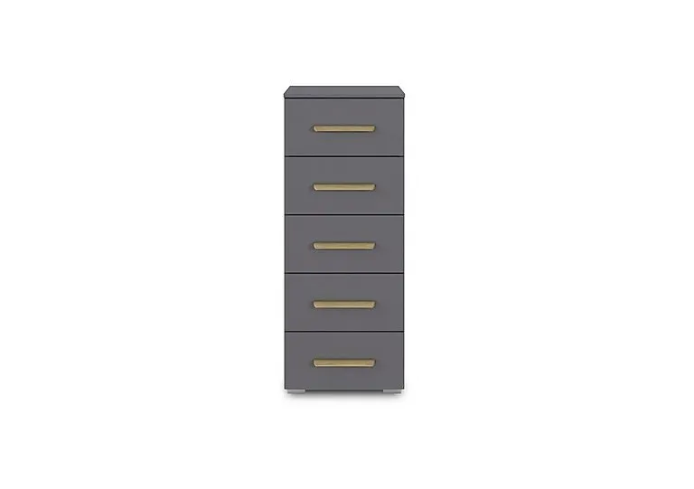 Flavia 5 Drawer Decor Tall Chest - Metallic Grey