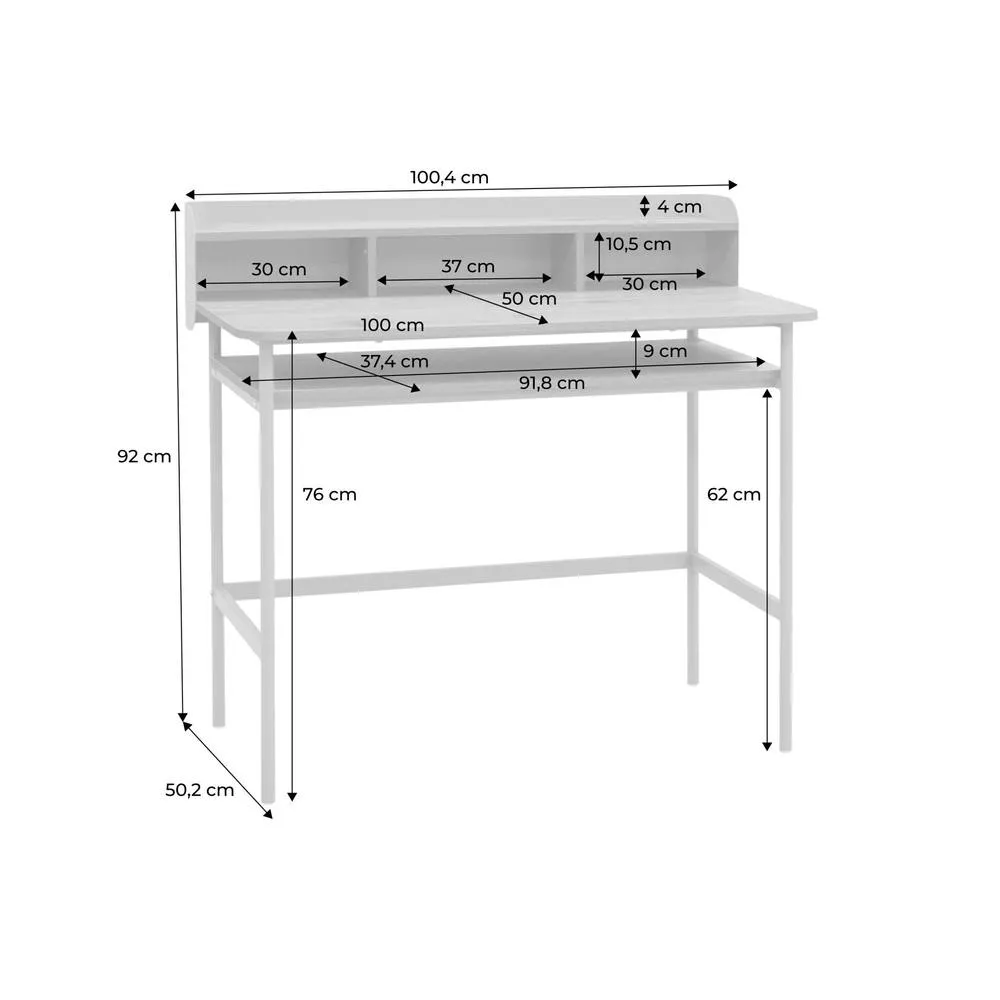 sweeek Metal desk with wood decor 3 niches in Blue 5