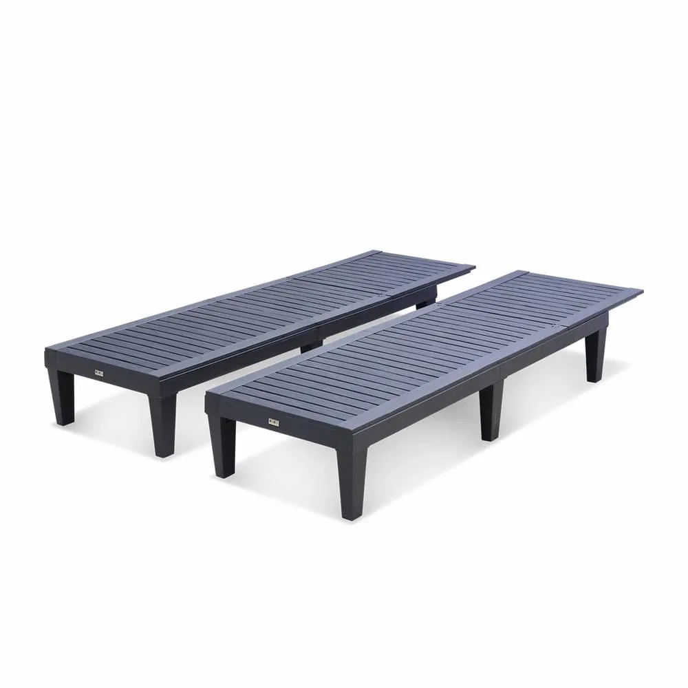 sweeek Pair of plastic sun loungers with textured wood effect in Black 4