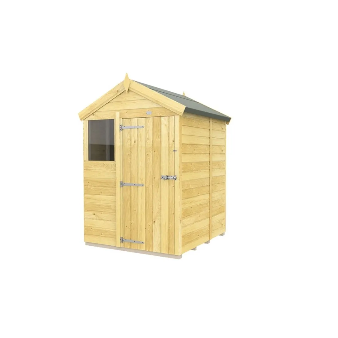 Buttercup Farm 5 x 5 Feet Apex Shed - Single Door W/ Windows - L158 x W147 x H217 cm in Brown