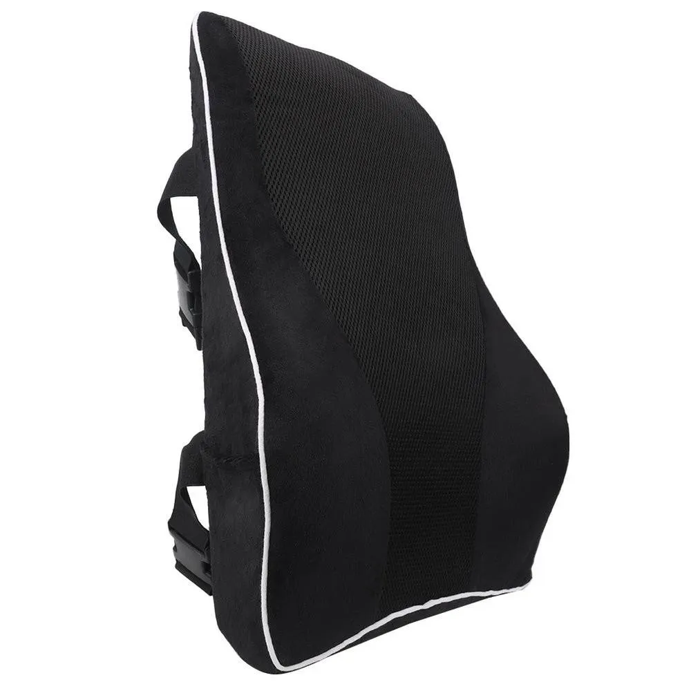 NESTLUNE Memory Foam Lumbar Support Back Cushion Pillow in Black