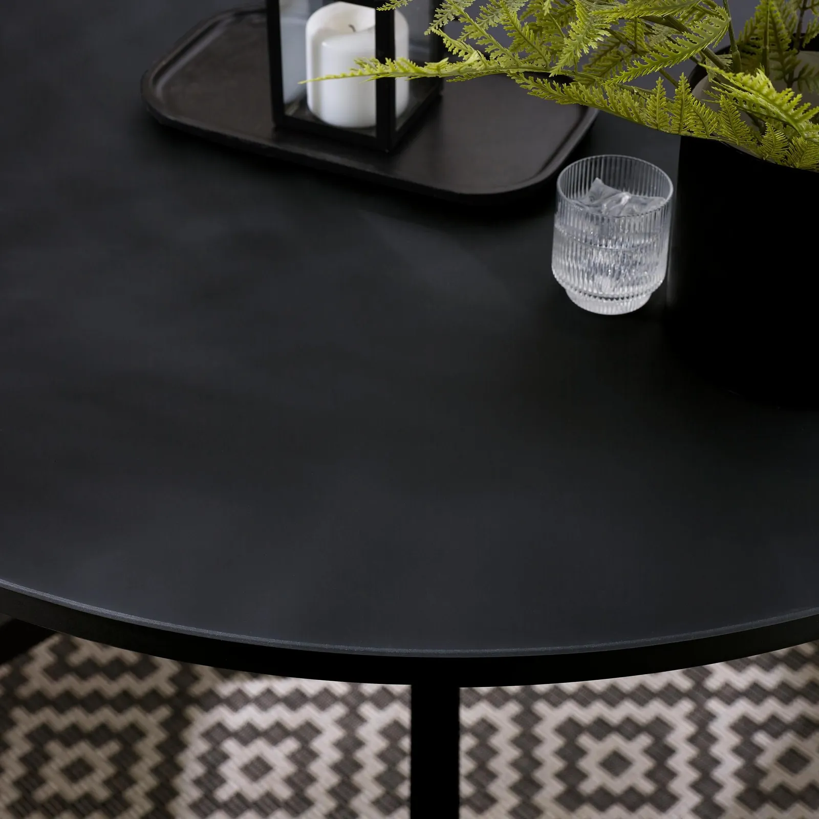 FurnitureboxUK Nanterre Metal & Glass Round Outdoor Dining Table in Black 2