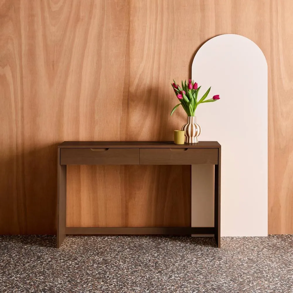 sweeek Wood Decor Console 2 Drawers 120 cm in Dark Brown