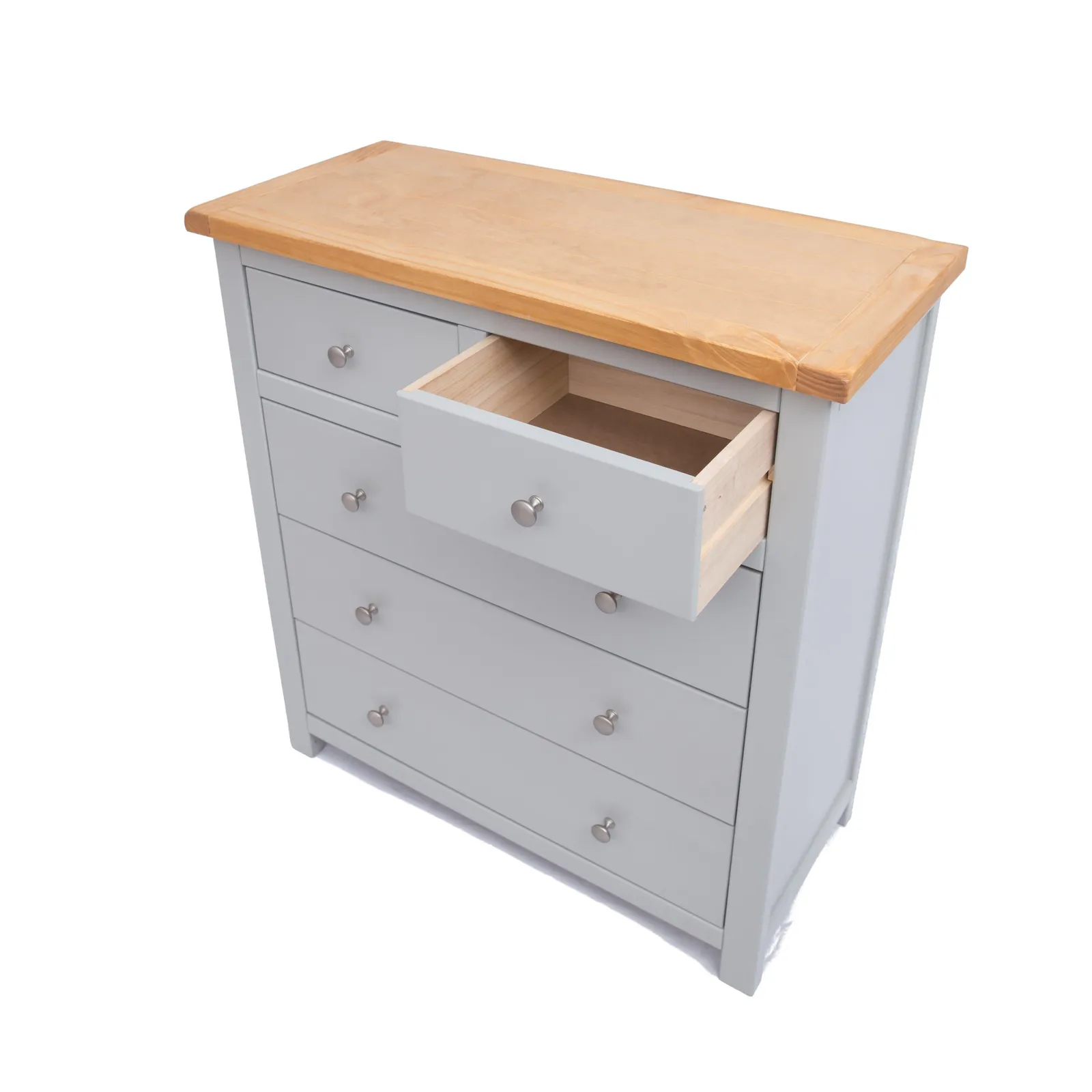 Cabinet Bits Argenta 5 Drawer Chest of Drawers Chrome Knob in Light Grey 4