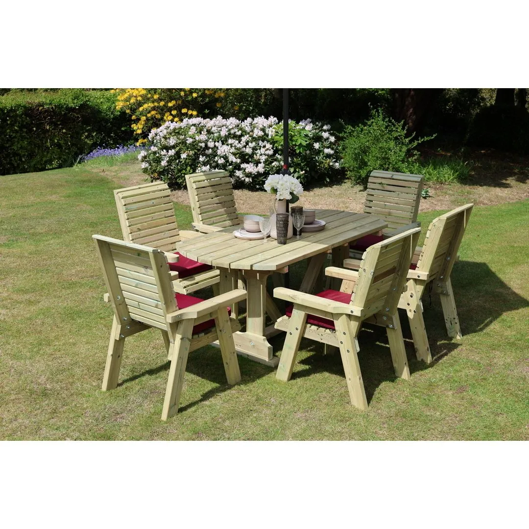 Churnet Valley Garden Furniture Ltd Ergo 6 Chairs Table Set - Min. Assembly Required - Set of Cushions Inc in Brown 3