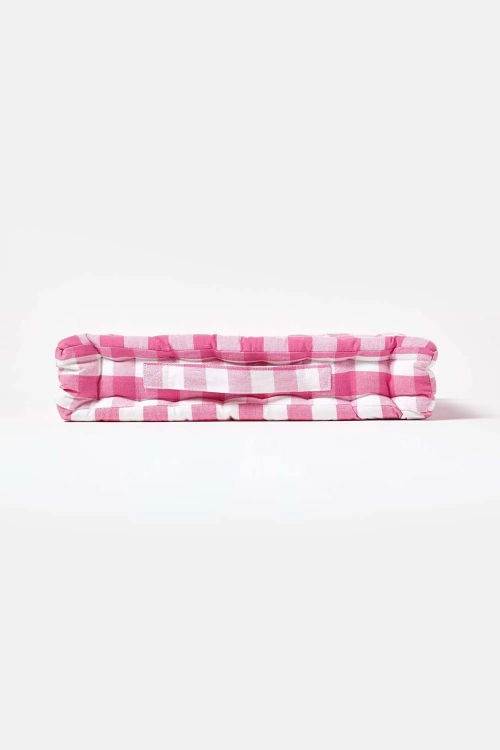 Homescapes Block Check Cotton Gingham Floor Cushion in Pink 5