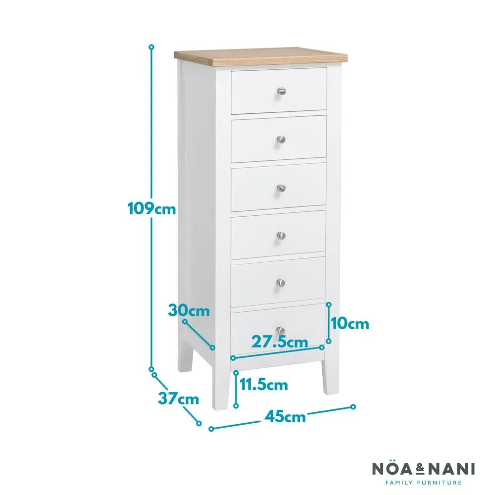 Nöa and Nani Leines 6 Drawer Tall Chest of Drawers in White & Oak 5