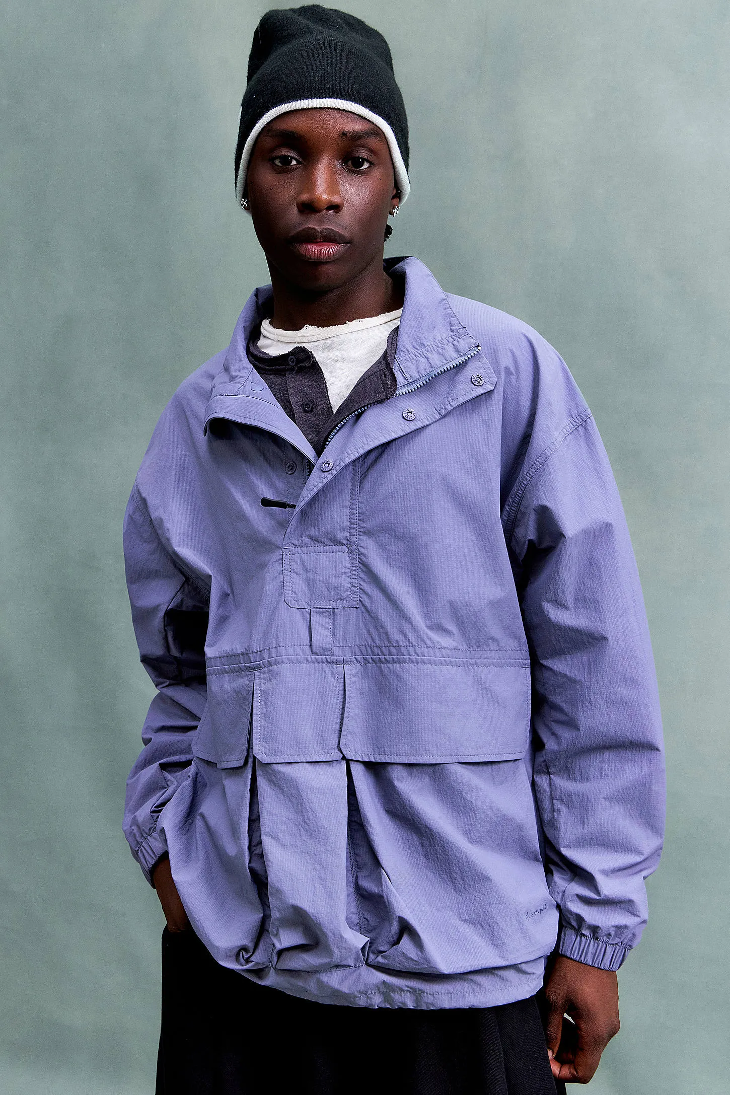 Snow Peak Light Blue Nylon Double Rip Anorak - Light Blue Medium