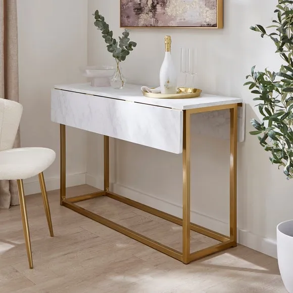 Kendall 2-4 Seater Console Dining Table, Marble Effect 3