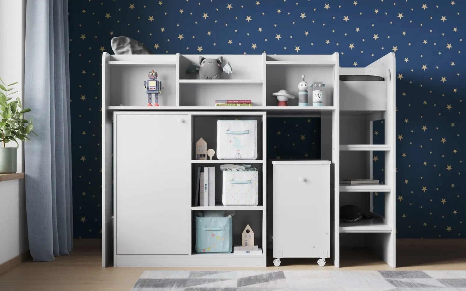 Flair Wizard Mid High Sleeper Workstation in White 4