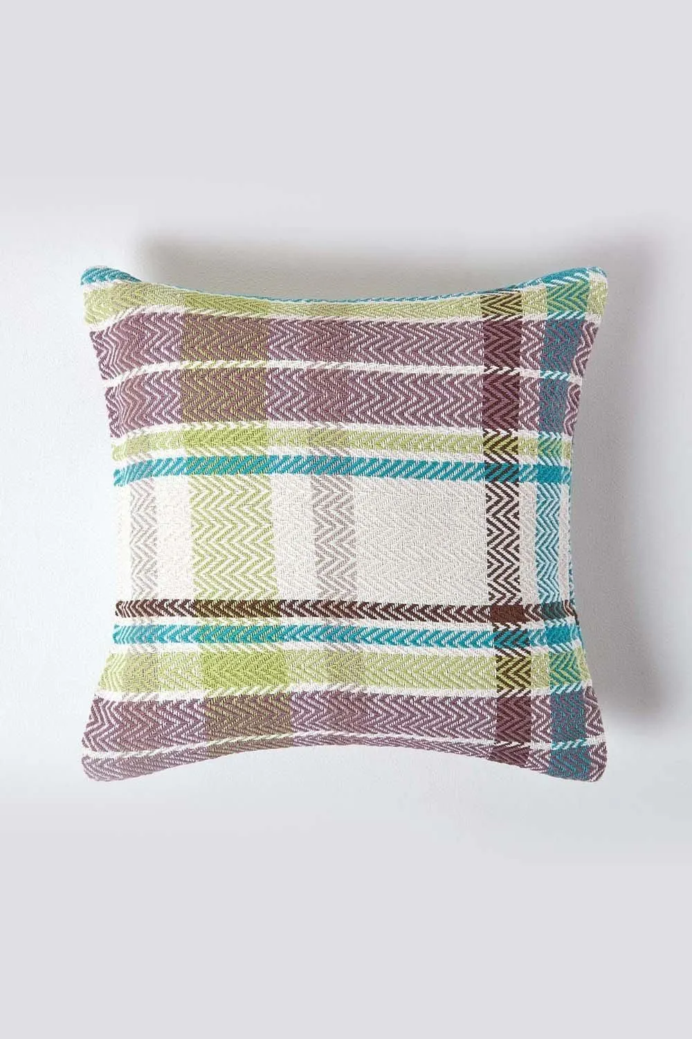 Homescapes Tartan 100% Cotton Falun Cushion Cover in Green 1