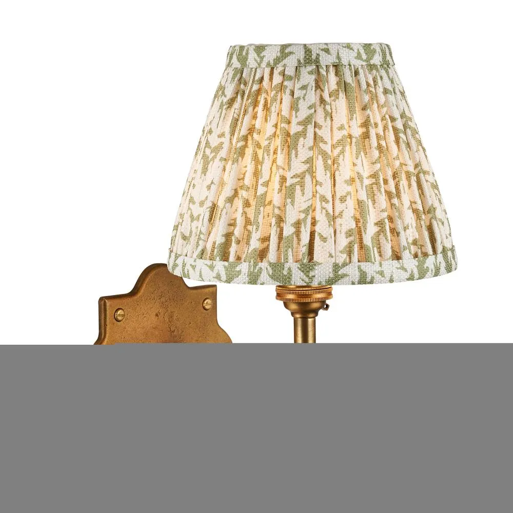 Netlighting Anvil Angle & Leaf 16cm Wall Lamp Antique Brass Herb Garden Green in Gold