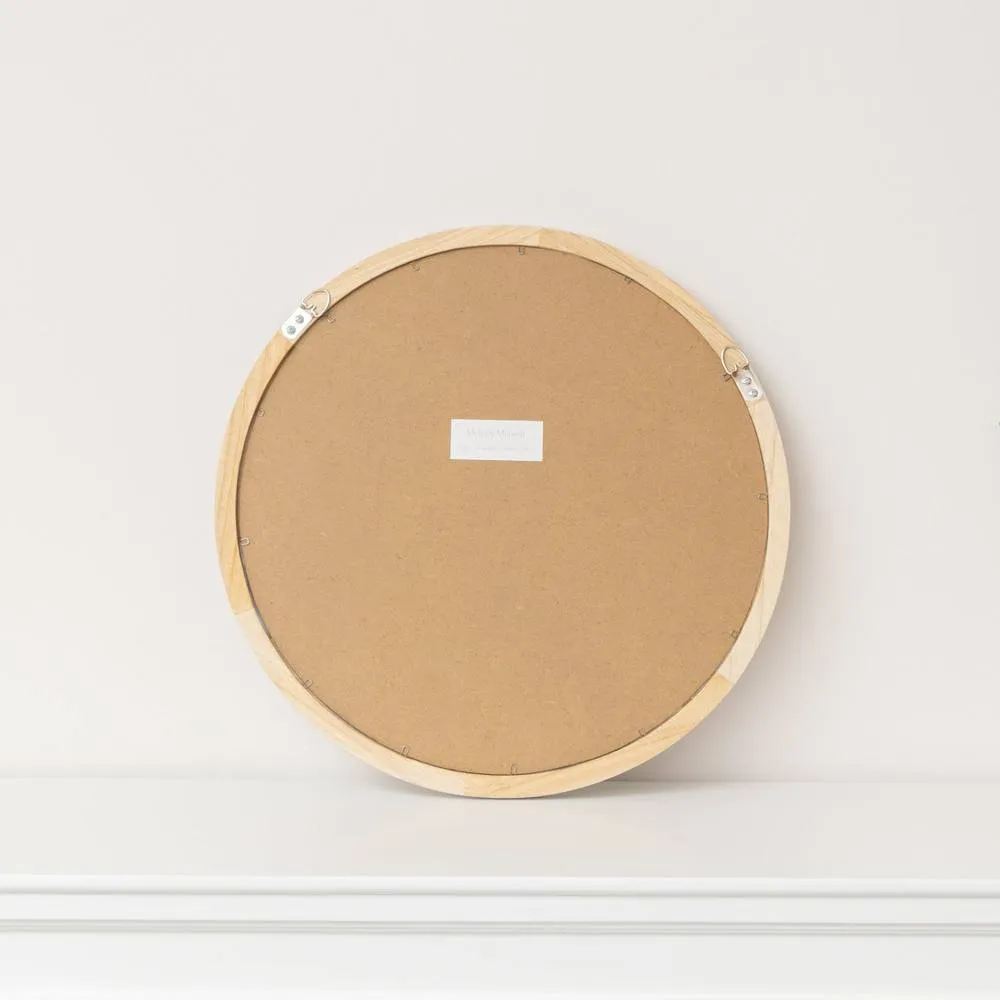Melody Maison White Washed Wooden Round Wall Mirror - 50cm X 50cm in Off-White 6