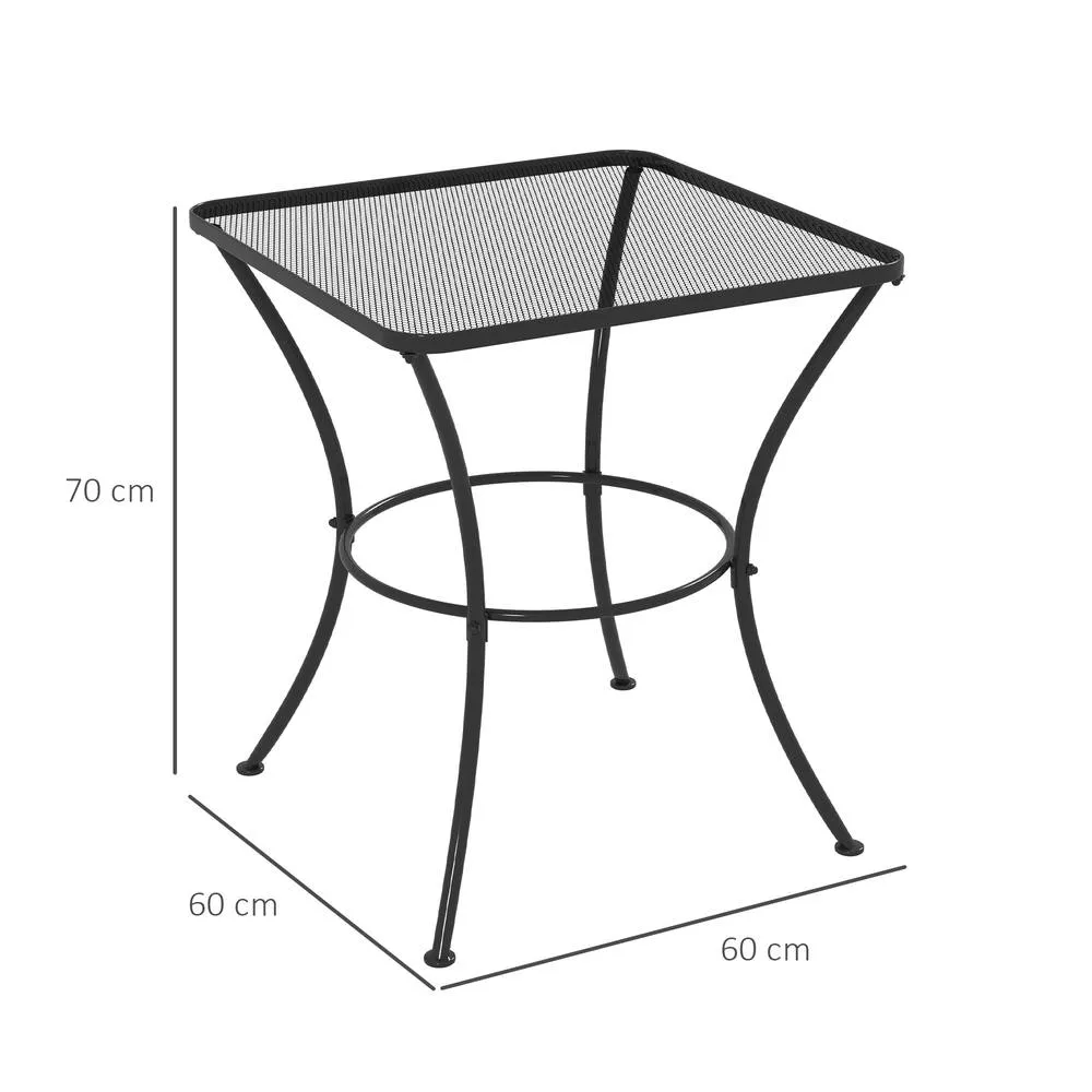 OUTSUNNY 60 cm Square Metal table Outdoor Bistro Table Coffee Desk, Black 3