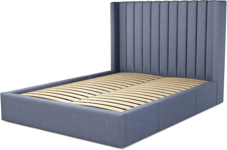 Cory King Size Bed with Storage Drawers, Denim Cotton