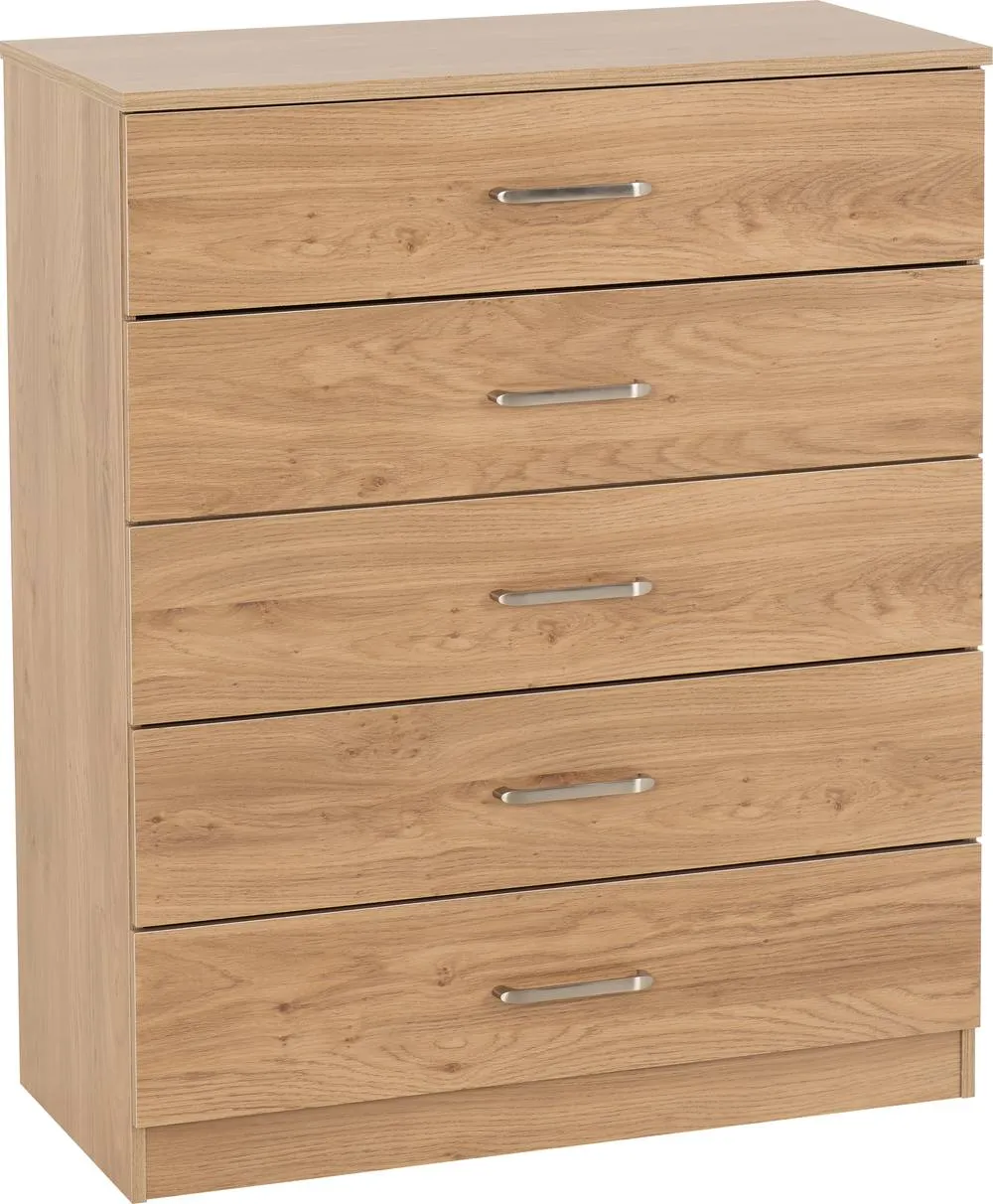 Seconique Dakotia 5 Drawer Chest in Light Oak 3