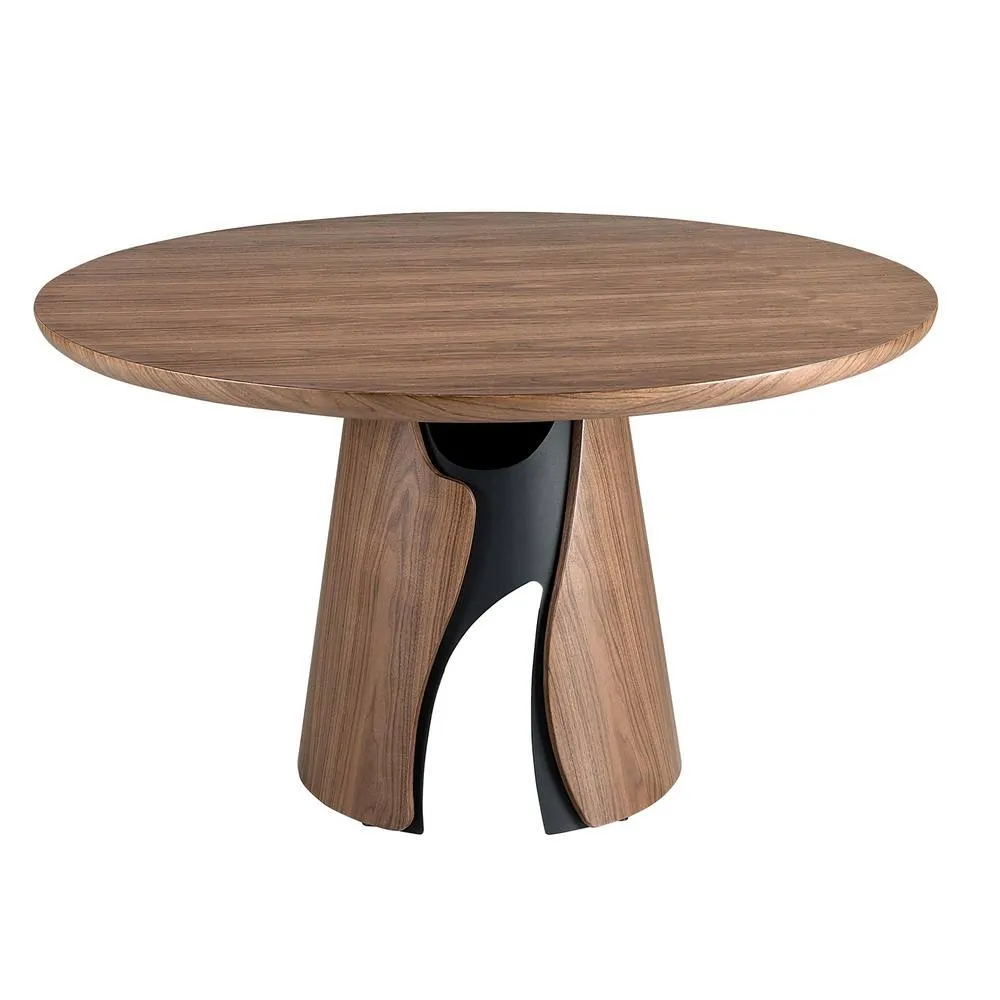 Angel Cerda Modern Round Dining Table in Walnut 2