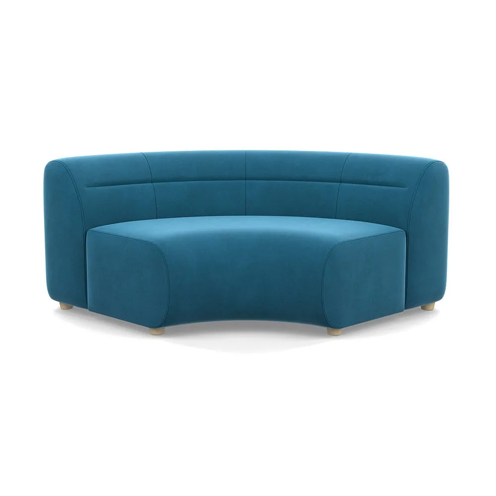 Heal's Lilli Curved Corner Unit Module Smart Velvet Ocean Natural Beech Feet 1