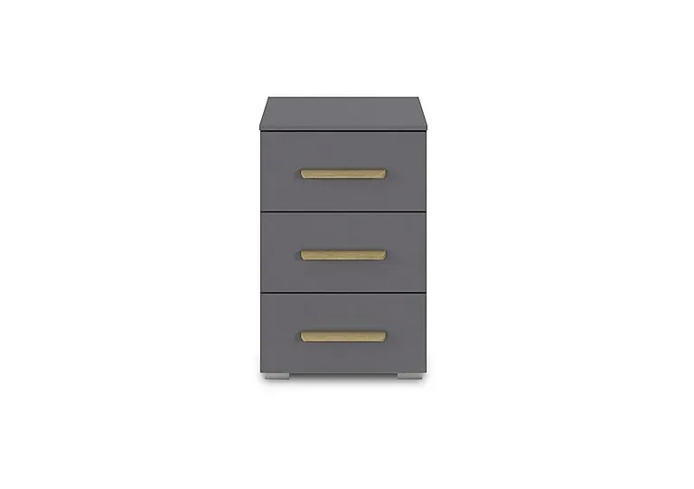 Flavia 3 Drawer Decor Bedside Cabinet - Metallic Grey