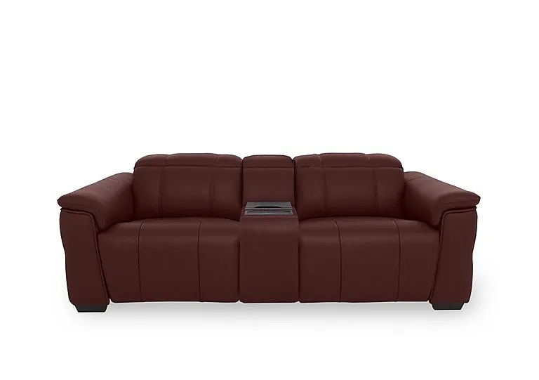Inca NC Leather 3 Seater Power Recliner Sofa with Power Headrests and Fridge Console - Ruby