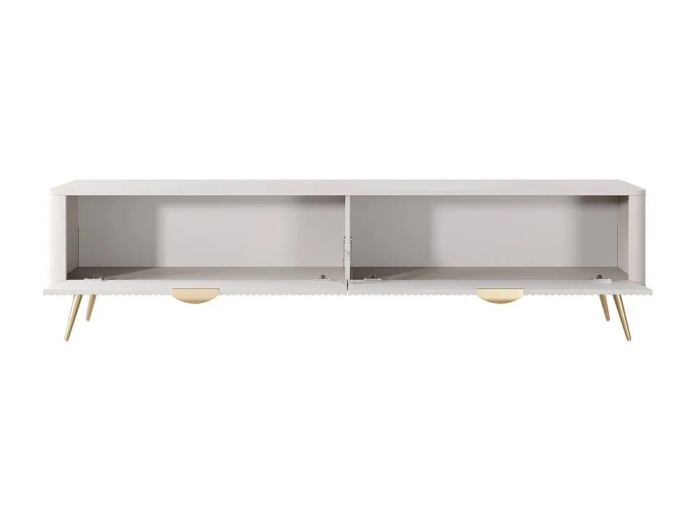 Vente-unique TV Unit With 2 MDF Doors - Beige & Gold - ELONARIA 6