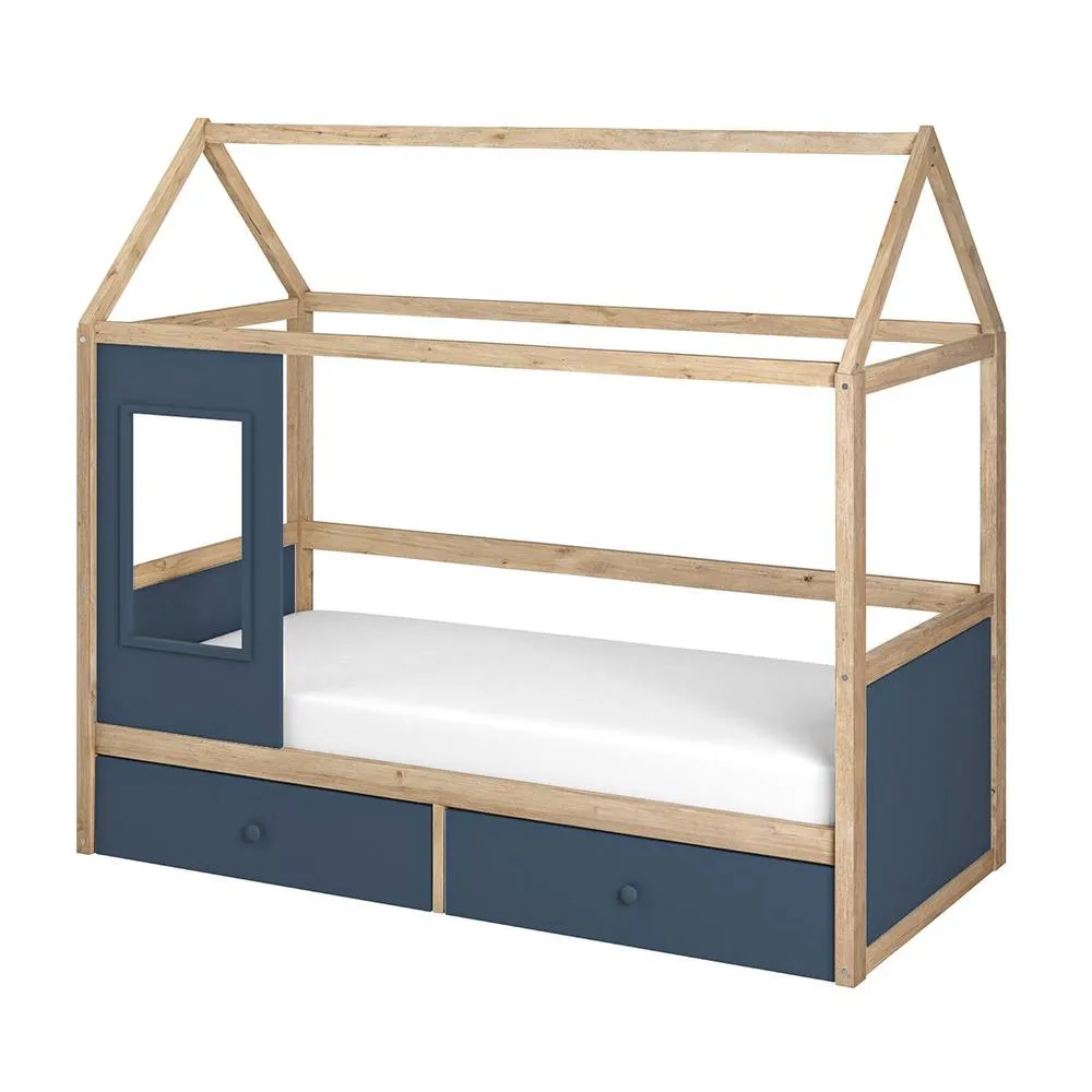 Flair Ted Play House Wooden Bed with Storage in Blue 5