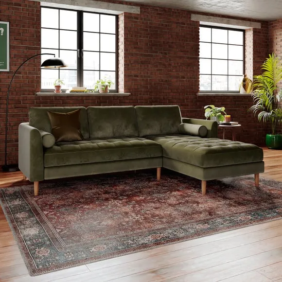 Max Velvet Corner Chaise Sofa