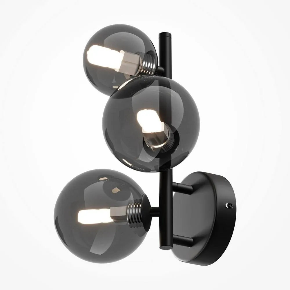Netlighting Maytoni Dallas Modern 3 Light Wall Lamp Black Smoky Shade G9 4