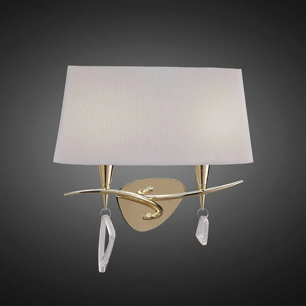 Netlighting Mara Wall Lamp Switched 2 Light E14 French Gold With Ivory White Shade 2