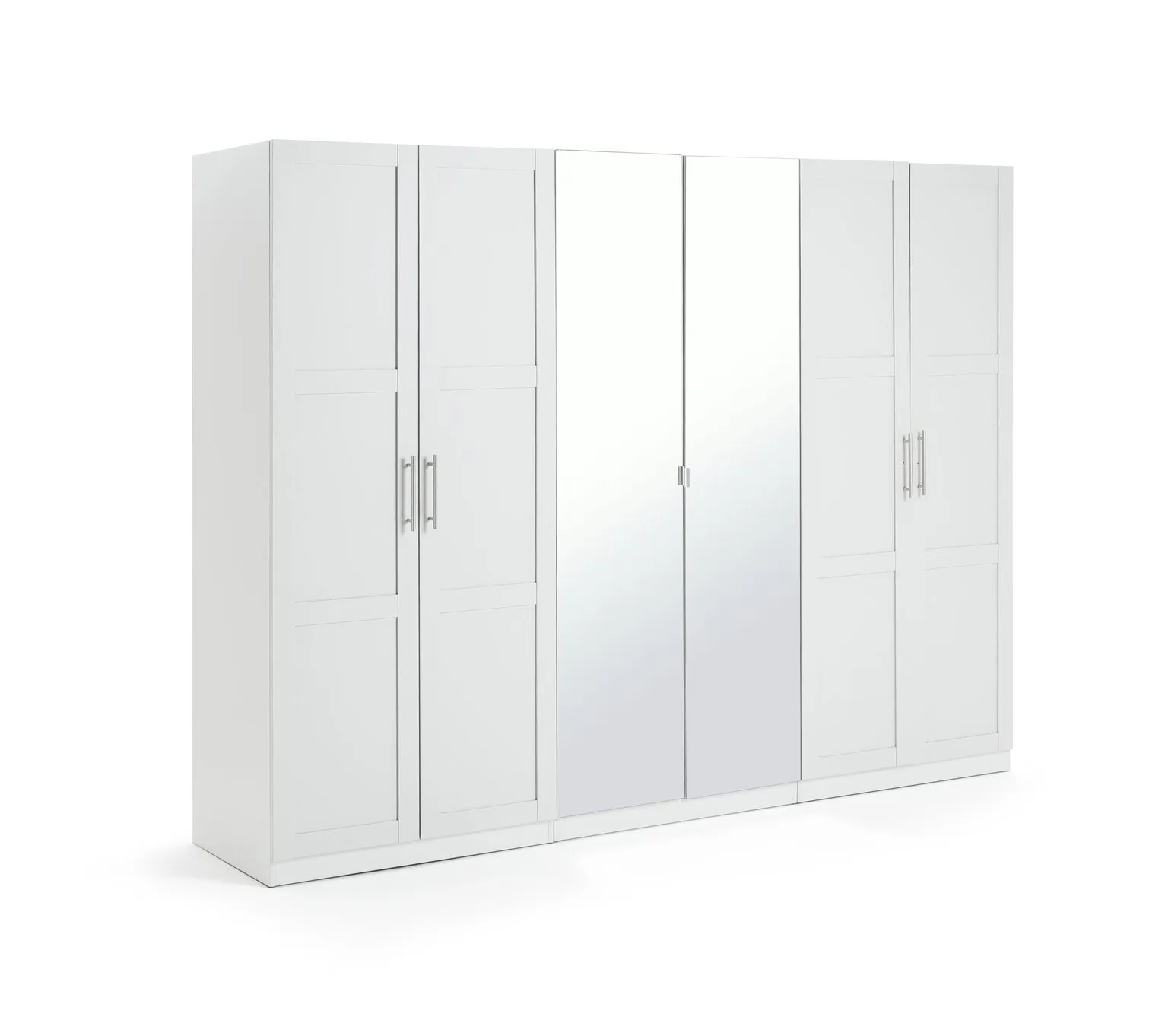 Habitat Munich 6 Door Mirror Framed Wardrobe - White