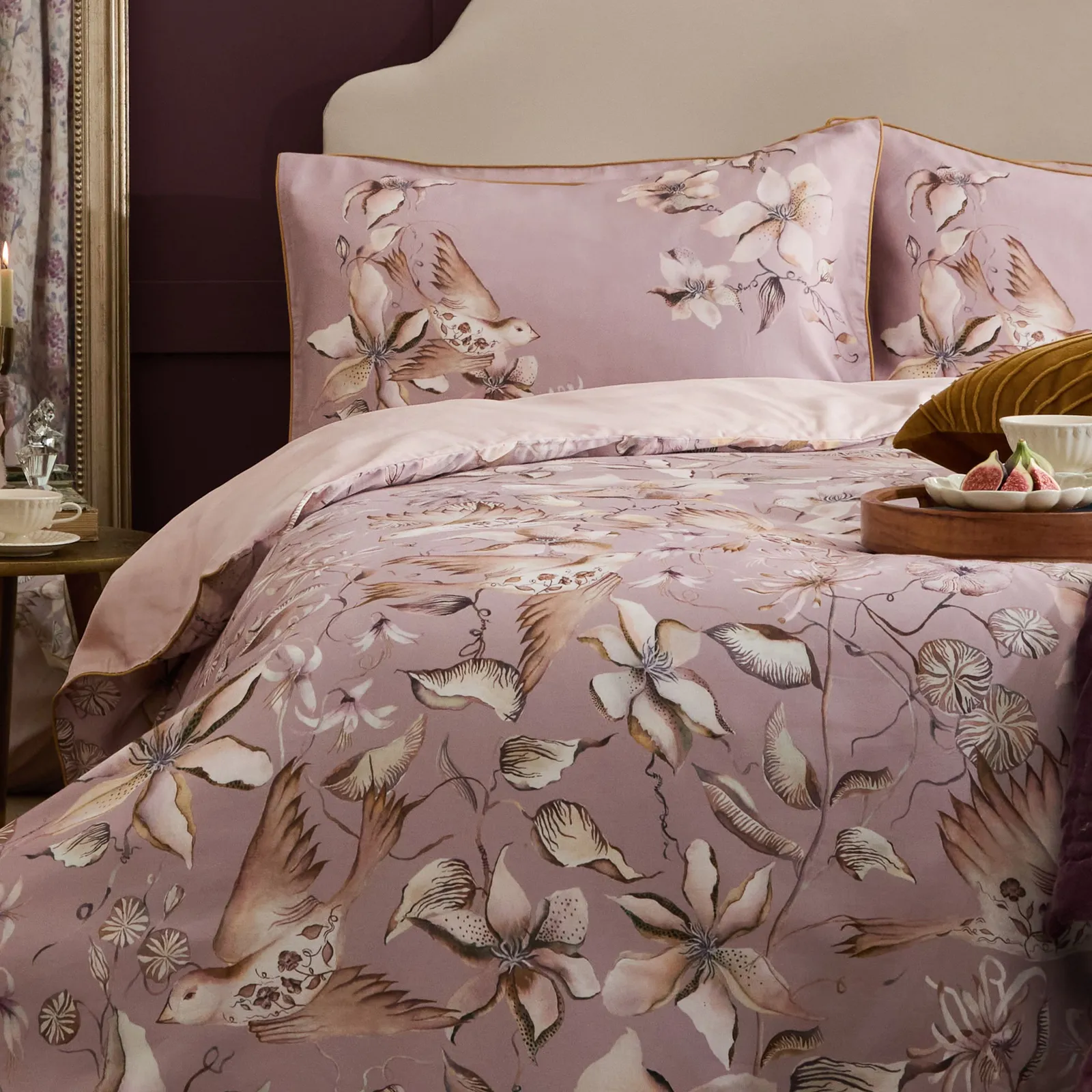 Voyage Maison Floella Printed Piped Duvet Cover Set in Purple 2