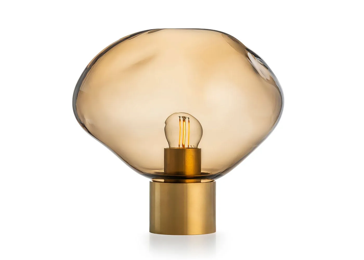 Hadeland Glassverk Crystal Stone Table Lamp Cocoa & Brass 1