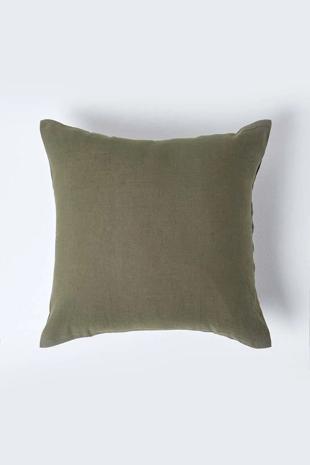 Homescapes European Linen Pillowcase, 60 x 60 cm in Khaki 1