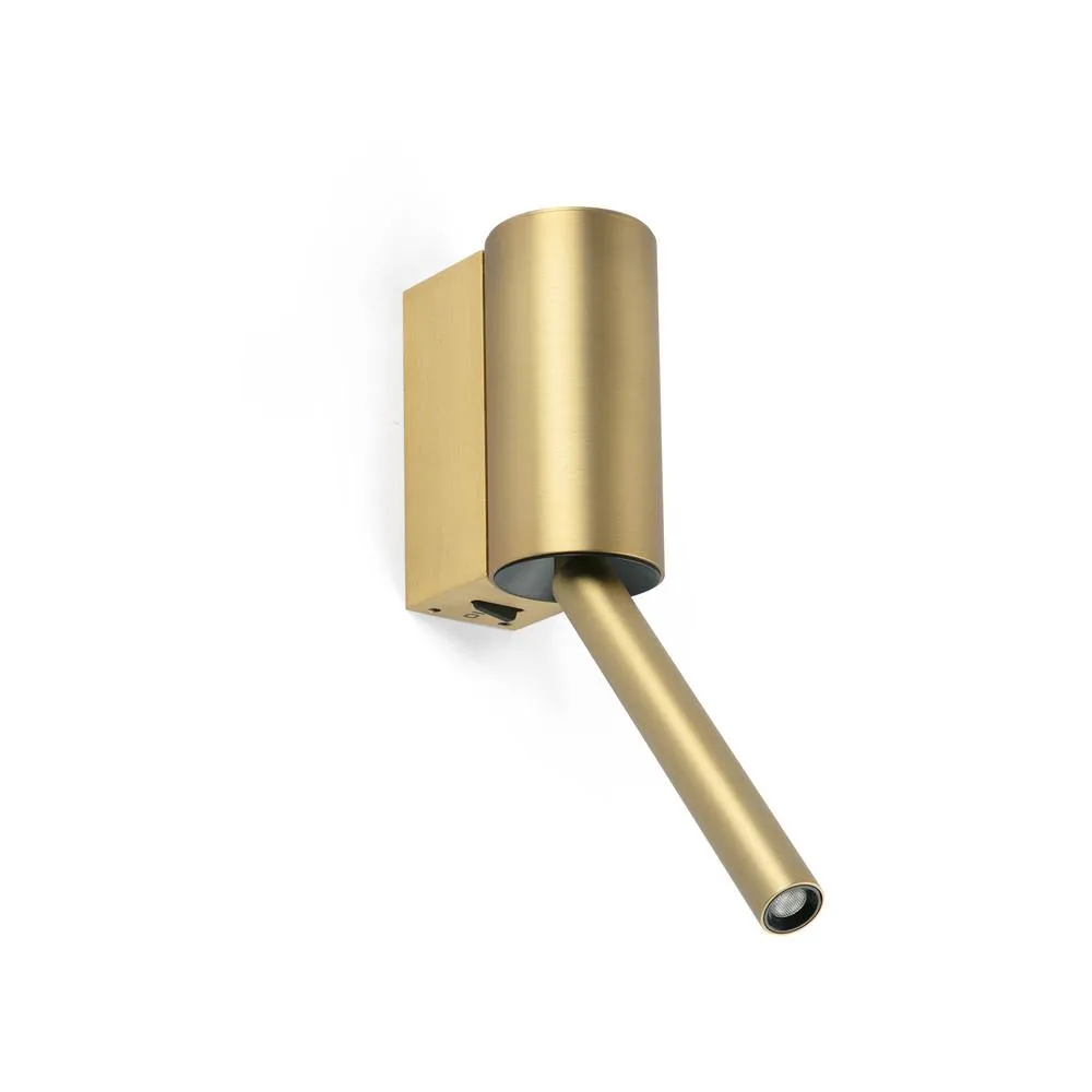 Netlighting Dante LED Reading Wall Light Satin Gold 3W 2700K