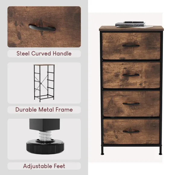 Return - Maye 4 Drawer Fabric Chest, Rustic Wood Effect 3