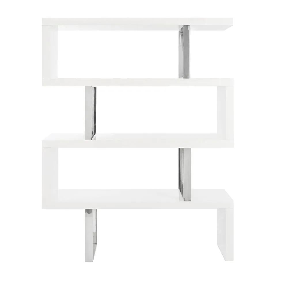 Angel Cerda White Gloss MDF & Chrome Steel Shelving Unit 2