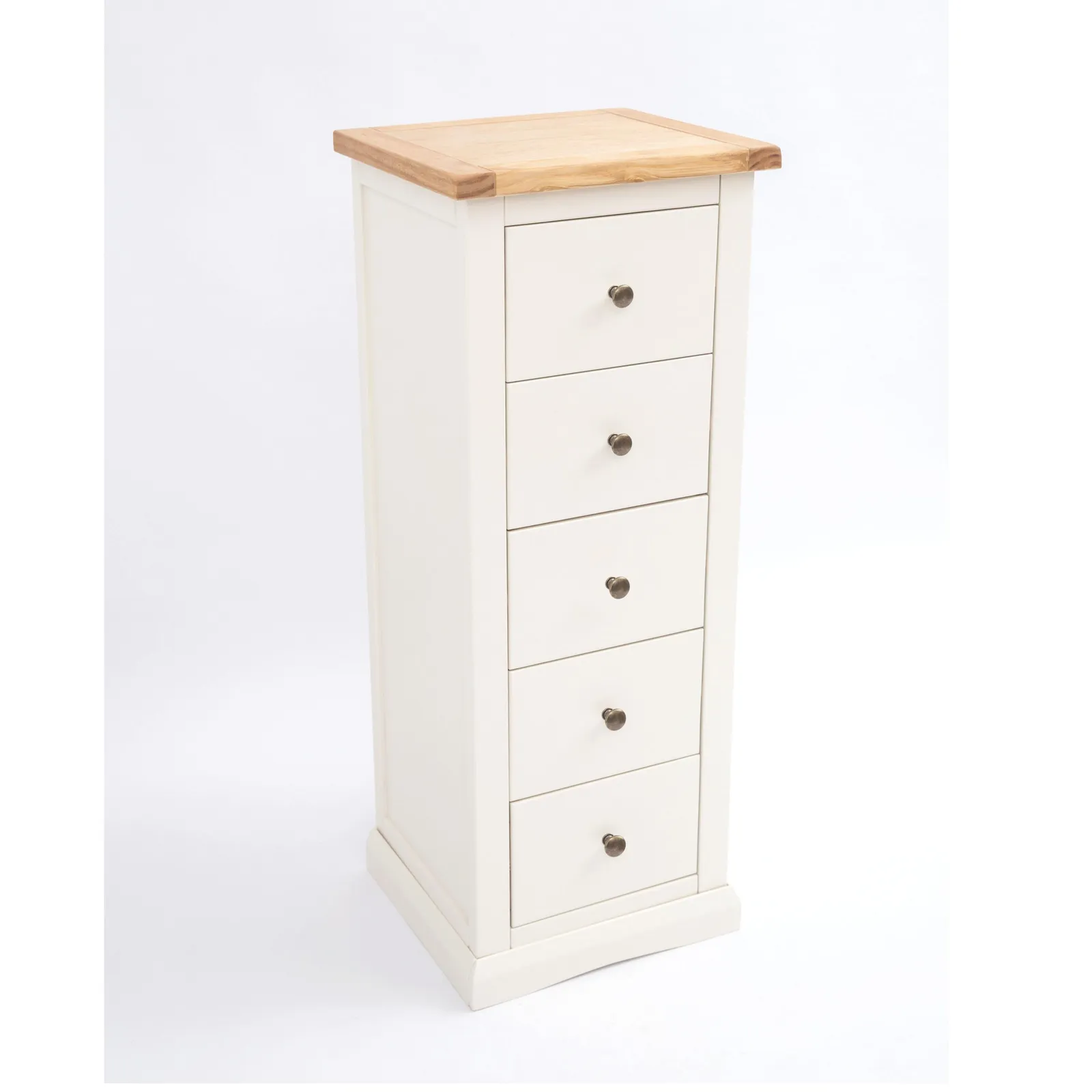 Cabinet Bits Castelli 5 Drawer Narrow Chest of Drawers Brass Knob in Off-White 3