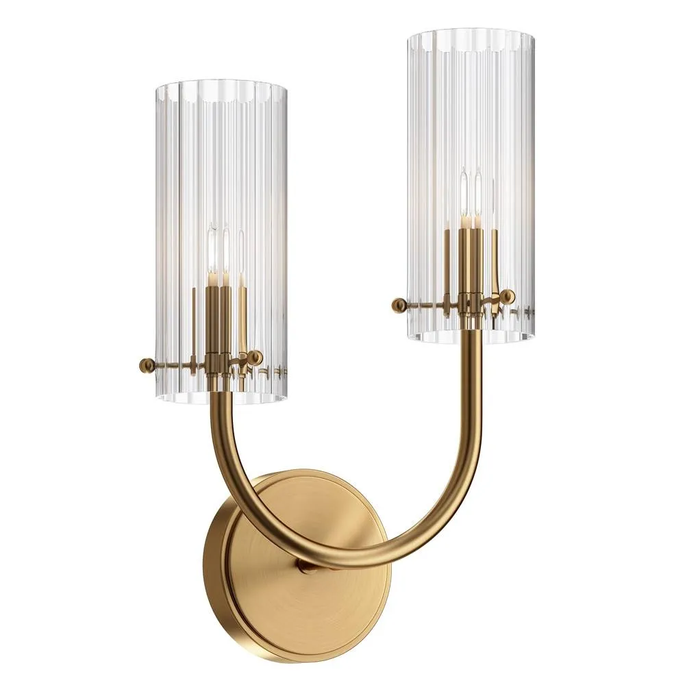 Netlighting Arco Neoclassic Wall Lamp Brass Glass Shade in Gold
